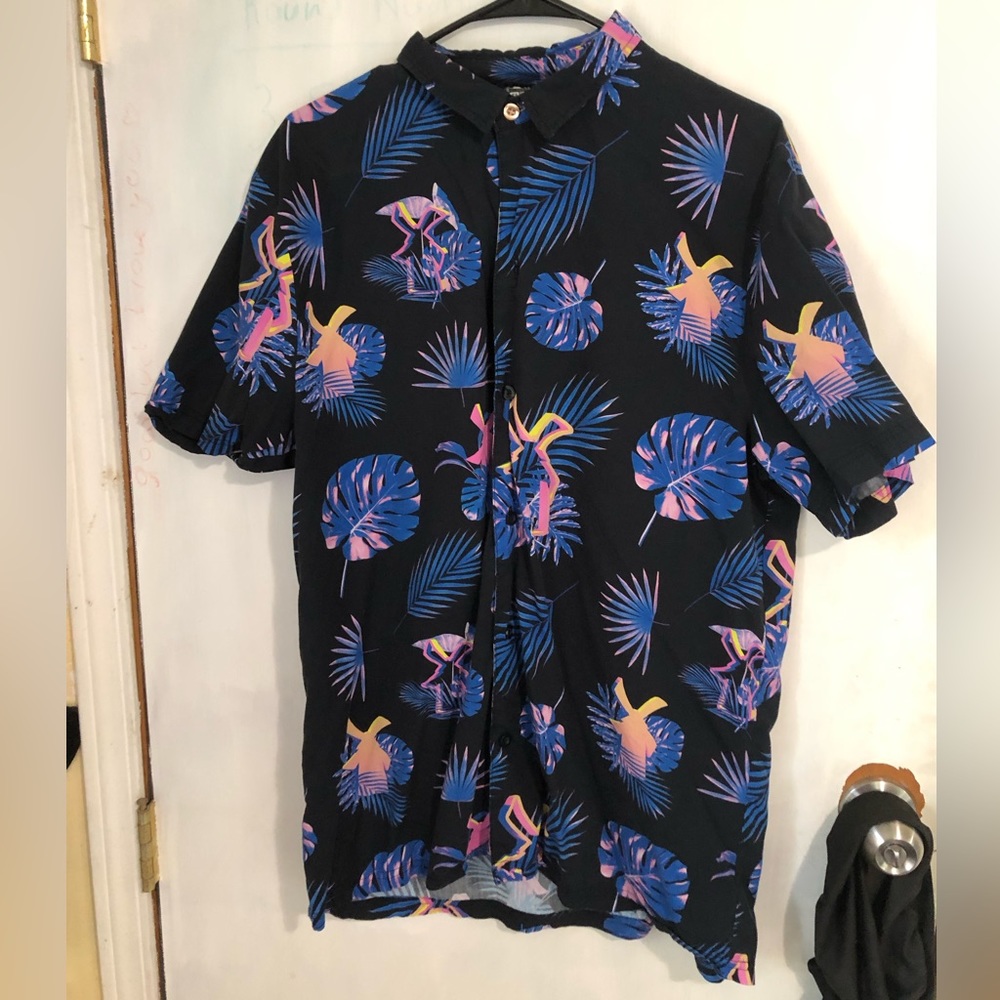 Dutch Bros Mens size Large Hawaiian Button Shirt